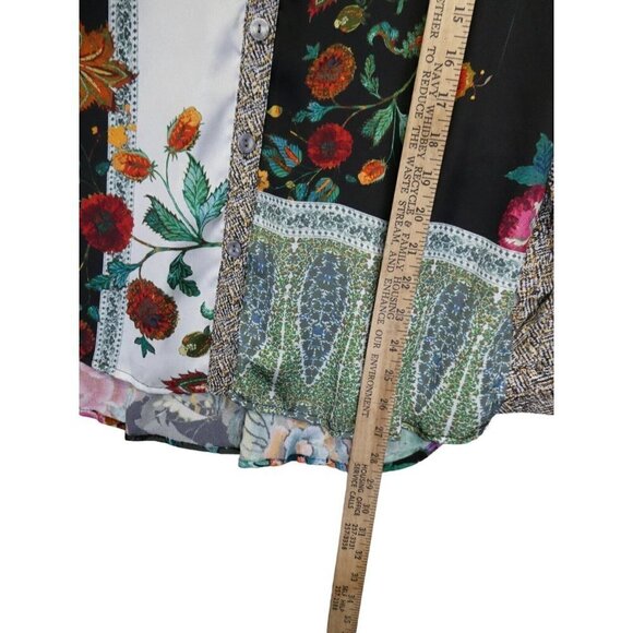 John Mark Shirt‎ Size XS Art To Wear Mixed Media Velvet Embroidered Floral Boho - Picture 15 of 16